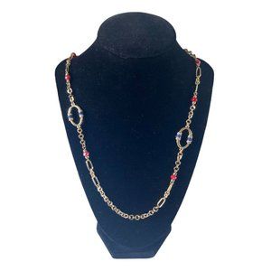 The Limited gold tone with red bead long necklace 38 inch